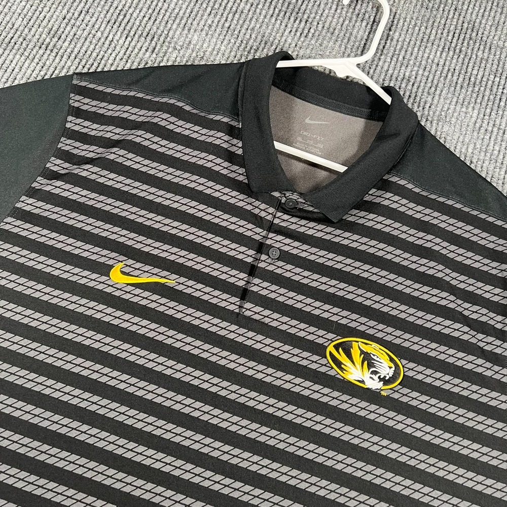 Missouri Tigers Polo Shirt Mens 3XL Black Striped Short Sleeve Nike SEC NCAA